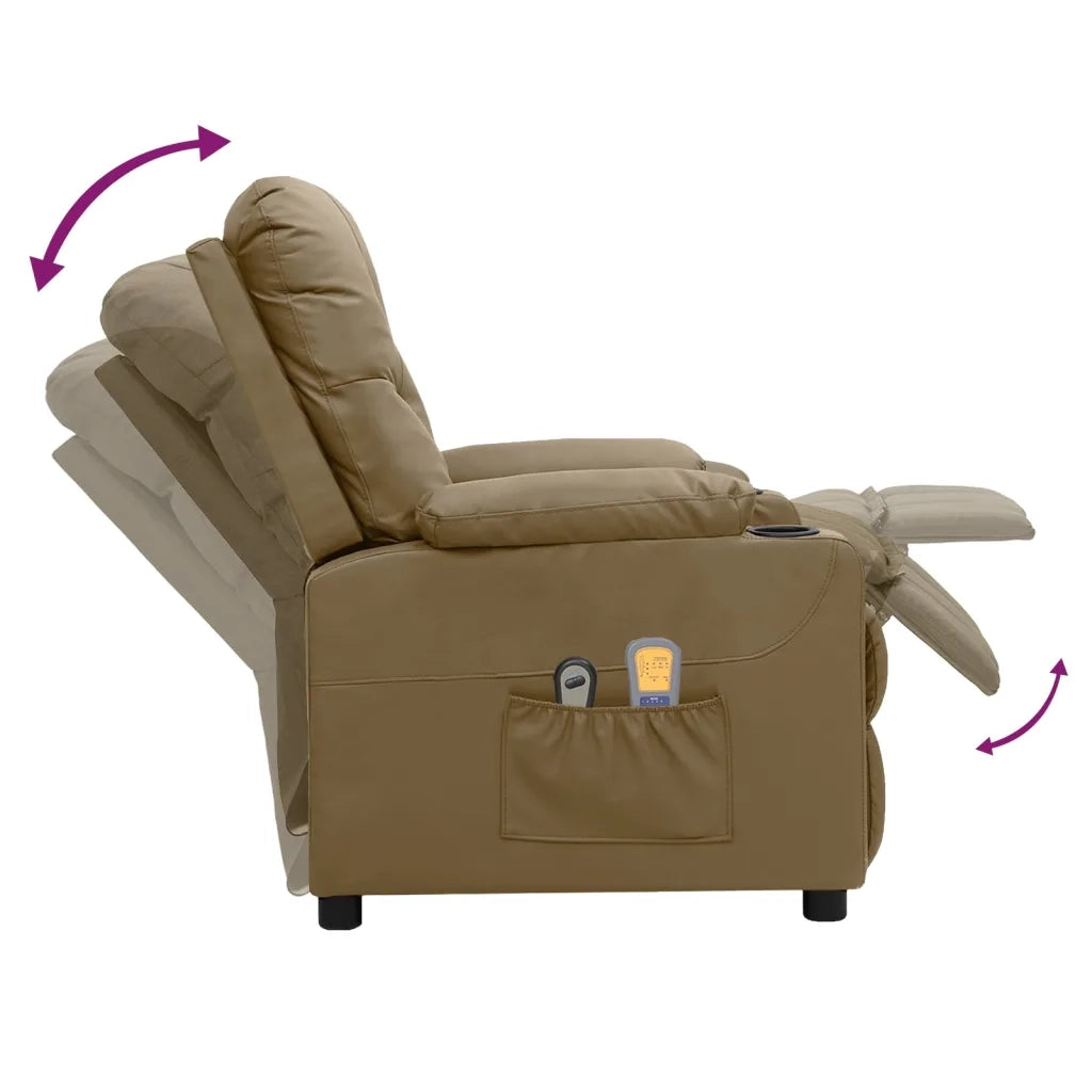 Poltrona Massaggio Elettrica Cappuccino Similpelle 3098872