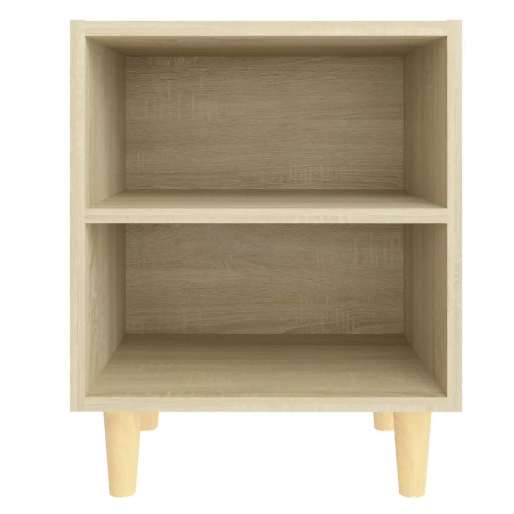 Comodini Gambe in Legno Massello 2pz Rovere Sonoma 40x30x50cm 805786