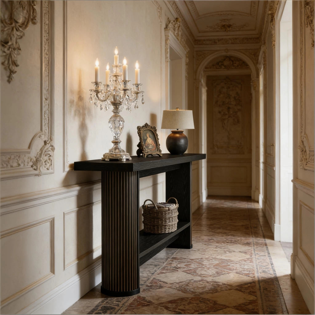 TAVOLO CONSOLLE Moderno Sottile in Legno Nero