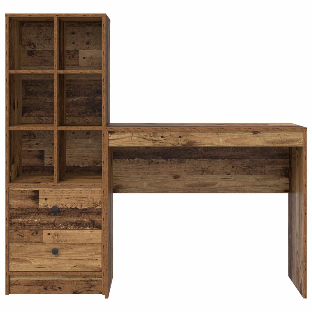 Scrivania con cassetto con lo scaffale 2 pcs Legno vecchio 3337327