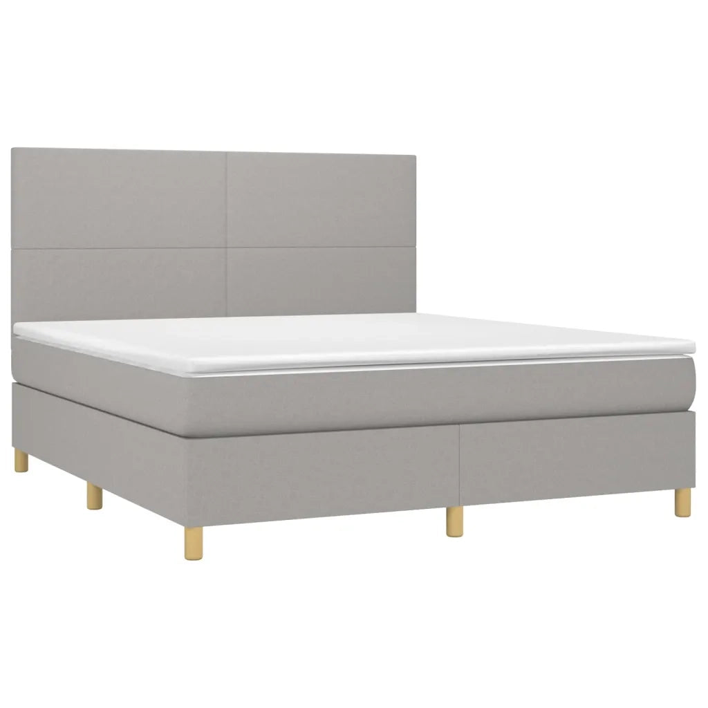 Letto a Molle Materasso e LED Grigio Chiaro 160x200 cm Tessuto