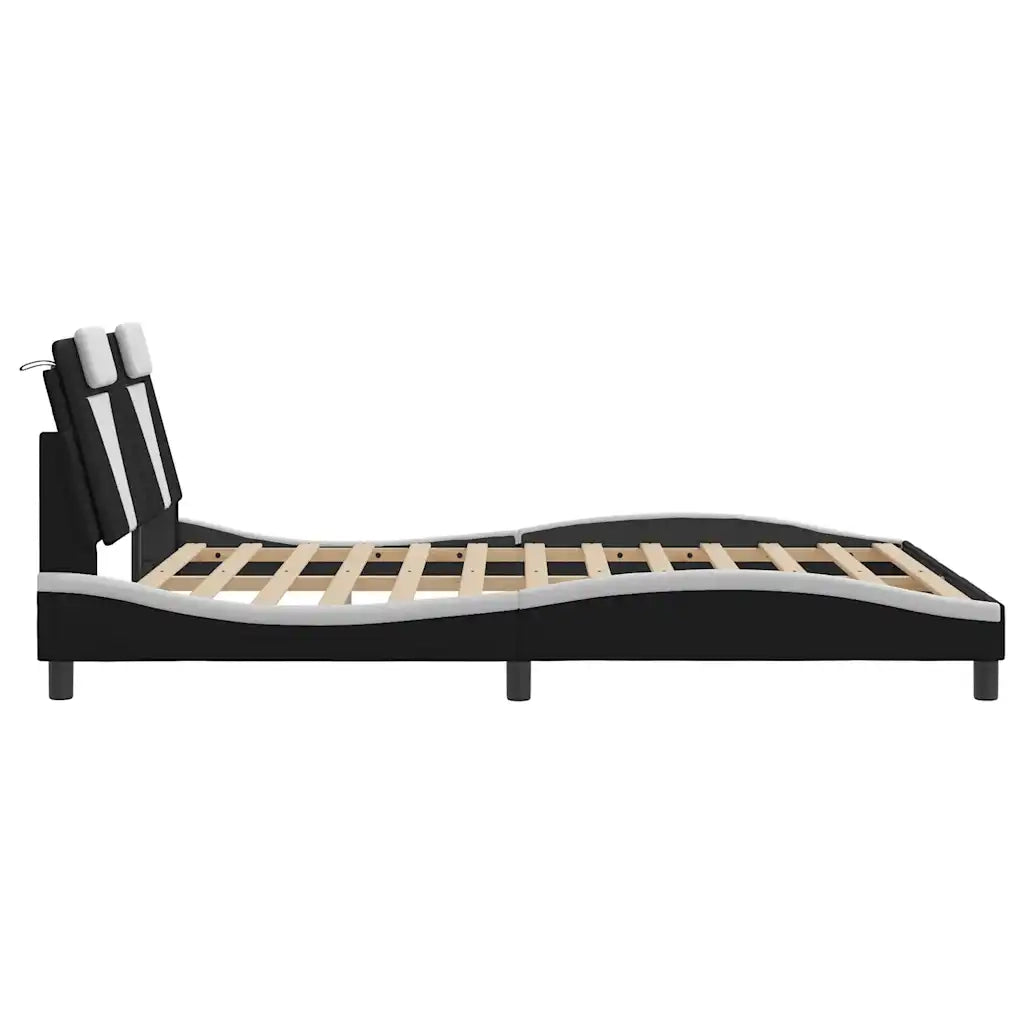 Giroletto Viana senza Materasso Nero e Bianco 160x200 cm in Similpelle