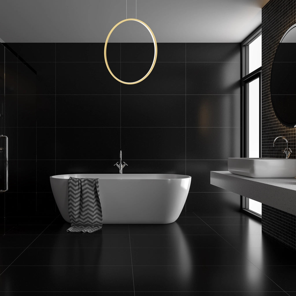 Lampada sospensione LED anello oro Milagro Saturno 46W