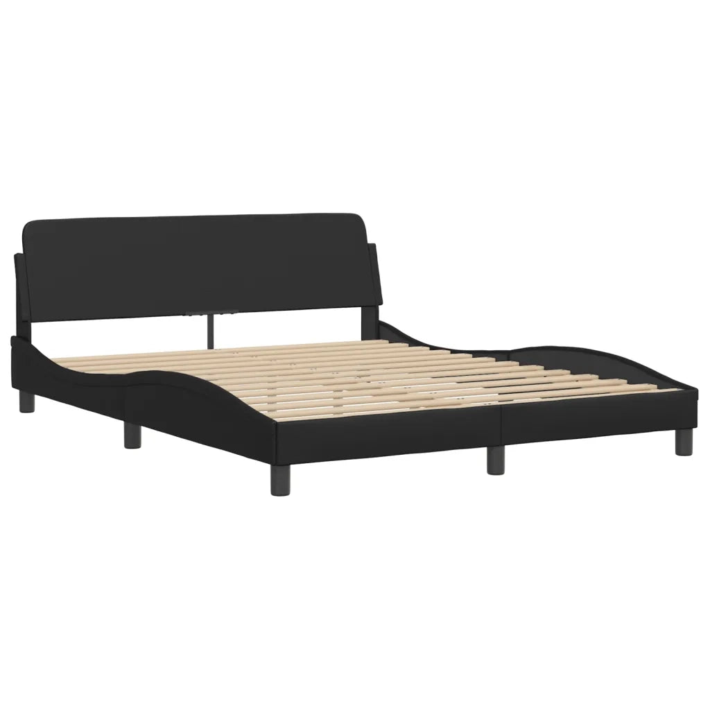 Letto matrimoniale | Letto per adulti | Giroletto Viana con LED senza Materasso Nero 160x200 cm