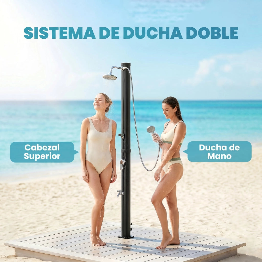 Doccia Solare da Giardino 20L con Rubinetto e Mano ¨C Minimal ¨C Nero