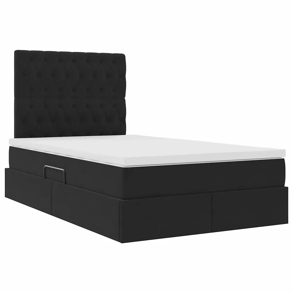Letto con contenitore e materasso Nero 120 x 200 cm Velluto