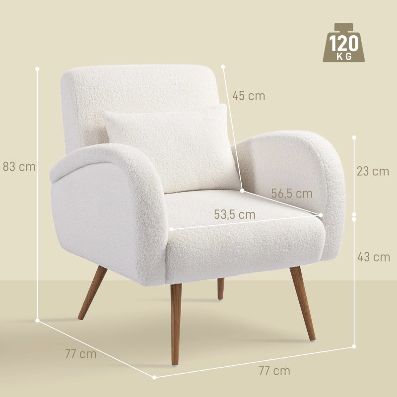 POLTRONA Relax 77x77x83 cm Fleece Crema con cuscino lombare