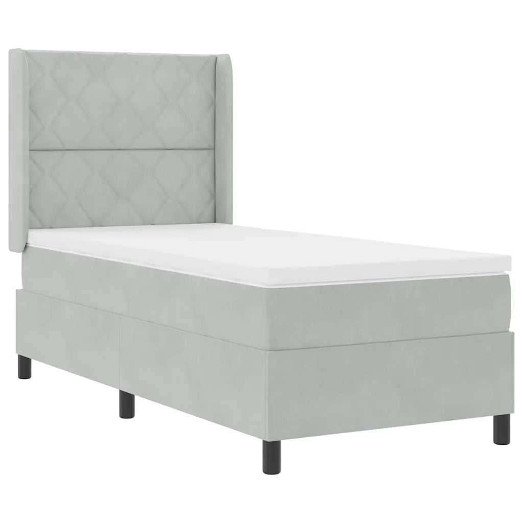 Letto a molle con materasso Grigio chiaro 90 x 200 cm Velluto
