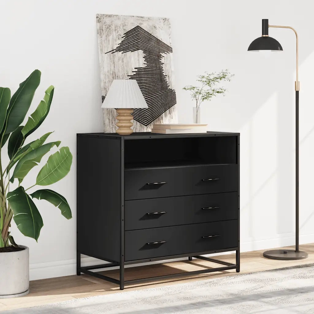 Cassettiera Nera 70x41x70 cm in Legno Multistrato 849084