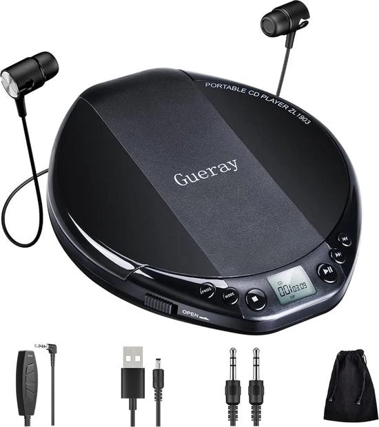 Lettori CD Hi-Fi Portatile con Protezione Cappello Display LCD Walkman