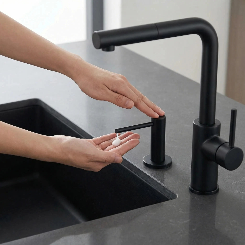 Dispenser Lavello Sapone Rea Erogatore Dex Black