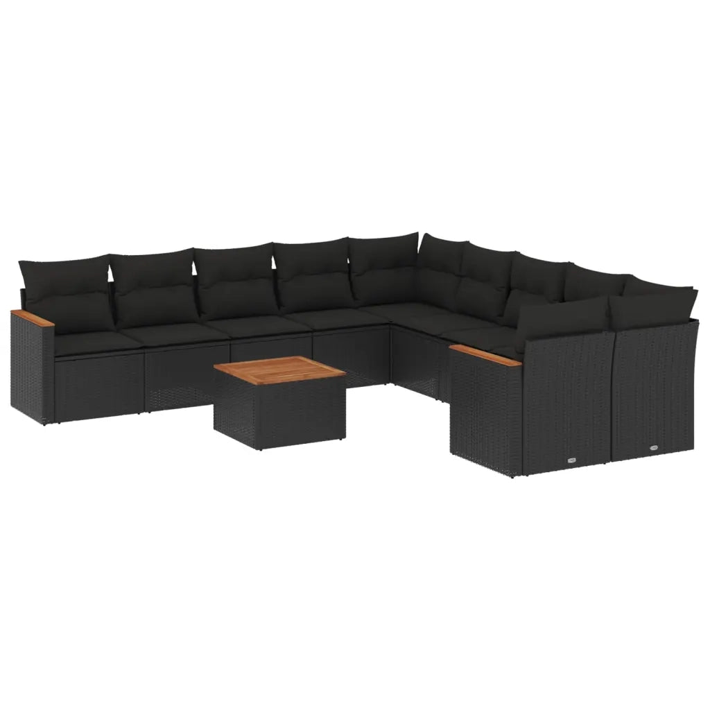 Set Divani da Giardino 11 pz con Cuscini in Polyrattan Nero 3258758