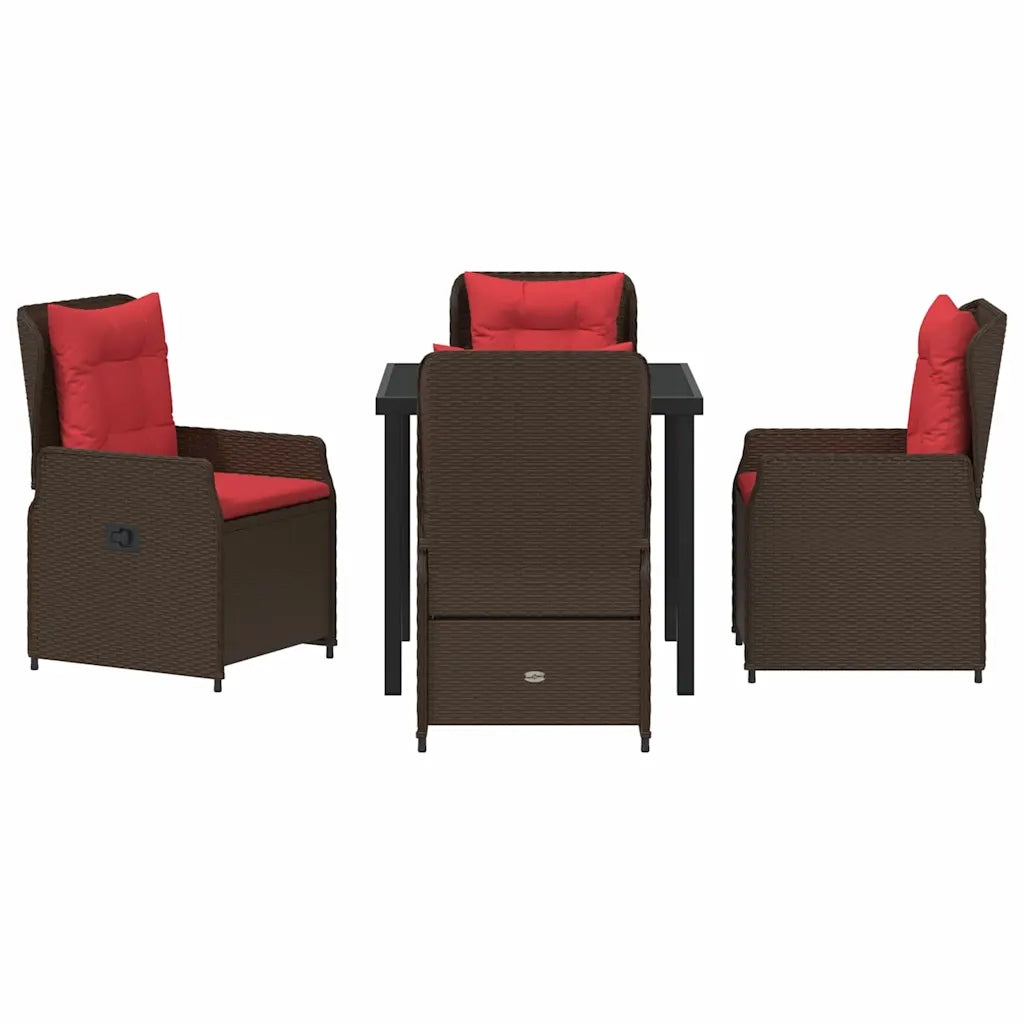 Set da Pranzo per Giardino 5 pcs Marrone Poly Rattan
