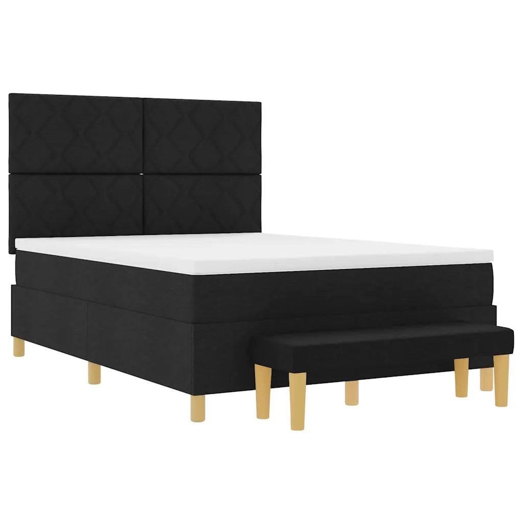 Letto a molle con materasso Nero 160 x 200 cm Tessuto