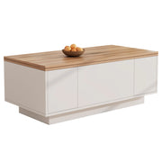 TAVOLO DA CAFFÈ Sollevabile 100x50x55,5 cm Bianco e Legno con 2 ante