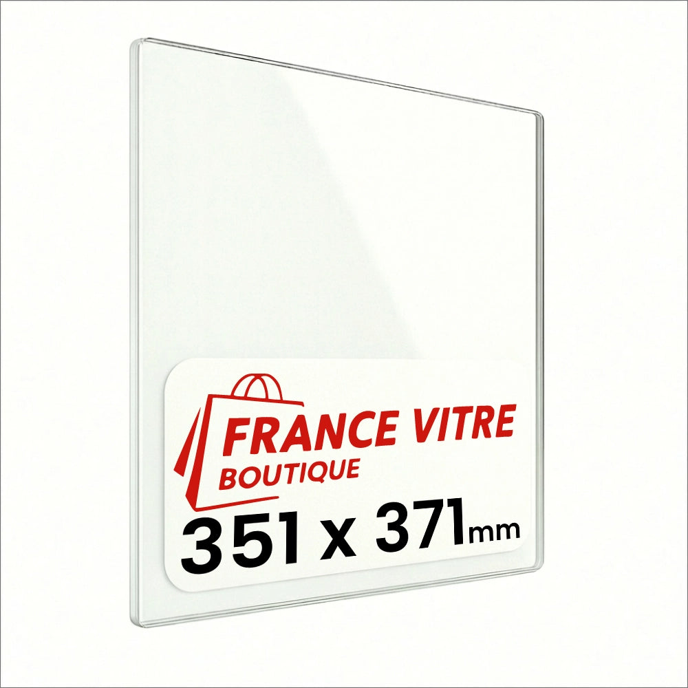 351 x 371 x 4 mm - Vetro per stufa a legna - vetro camino di ricambio - vetro per caminetto resistente al fuoco - France Vitre
