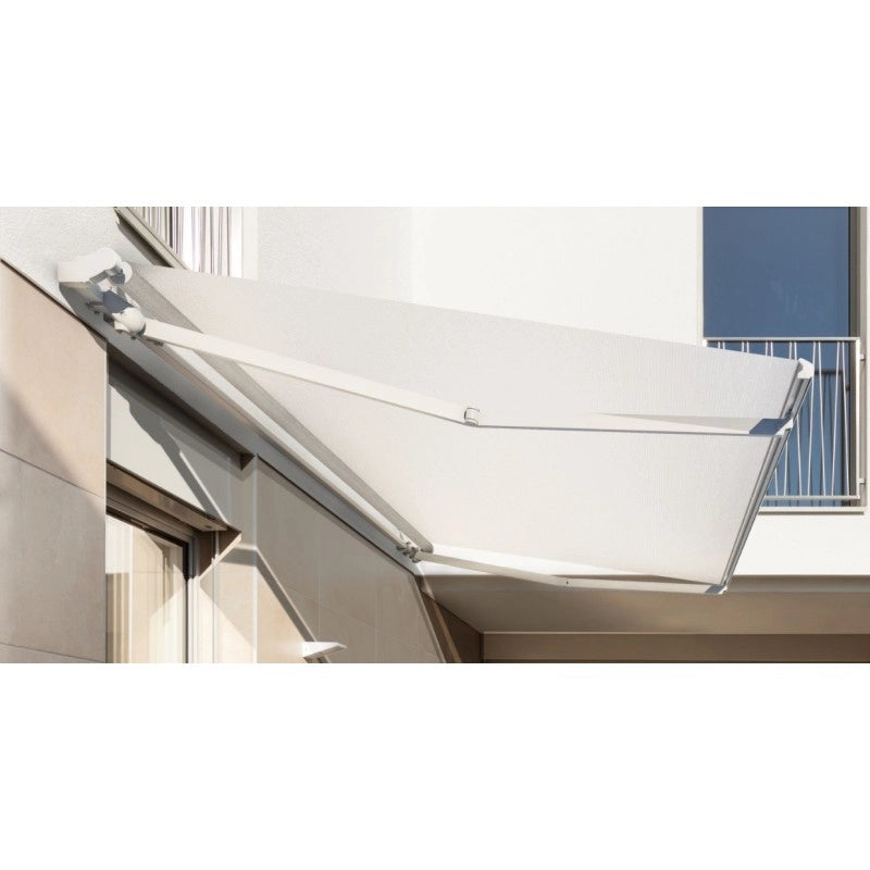 Tenda da Sole a Bracci Estensibili su Barra Quadra Tempotest Para', col. Marrone 18, Largh. 3,6m x Sporgenza 3.10m con Arganello Destro