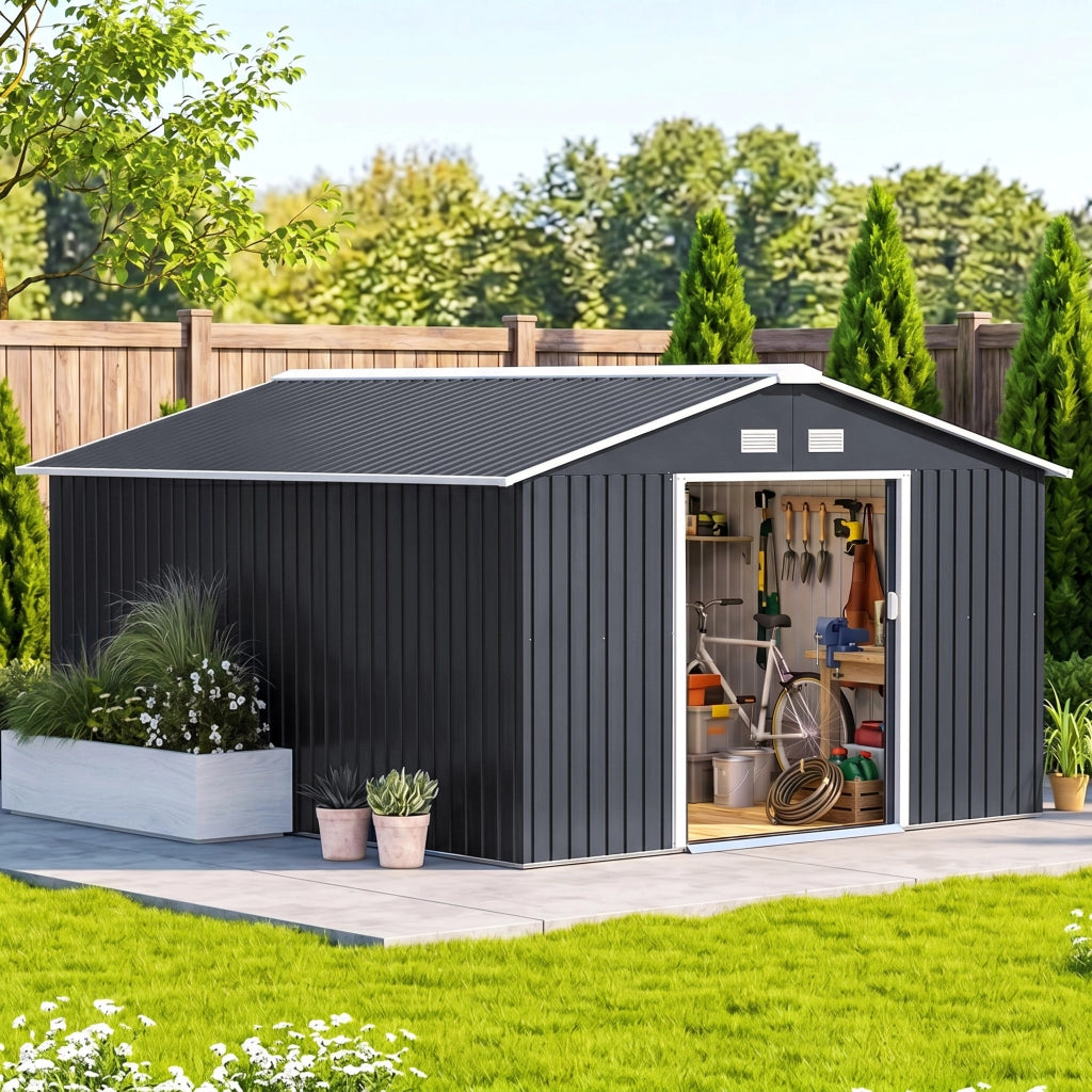 Capanno da Giardino ¨C Minimal ¨C Grigio, Acciaio, 12.4m2