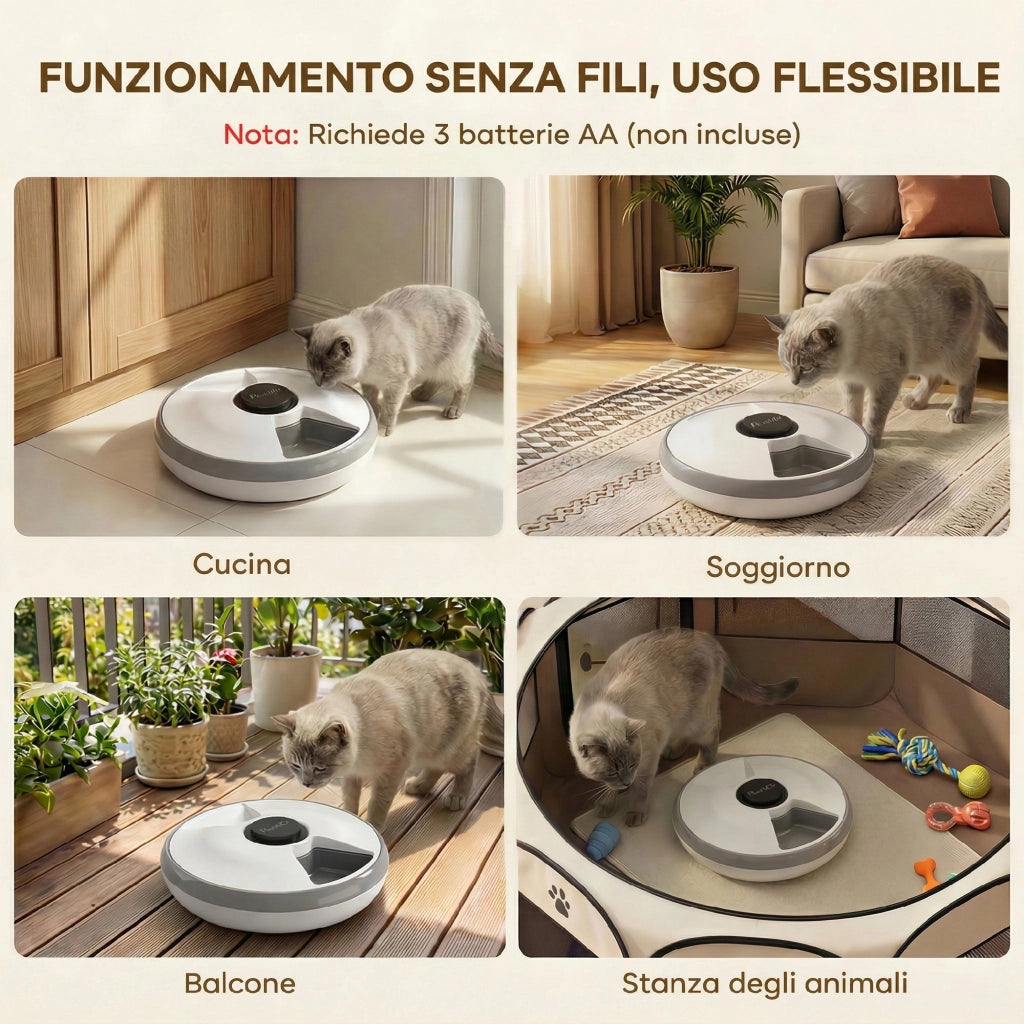 Distributore Automatico Cibo per Gatti e Cani con Timer e Display LED ¨C zephmum ¨C per Cibo Secco e Umido