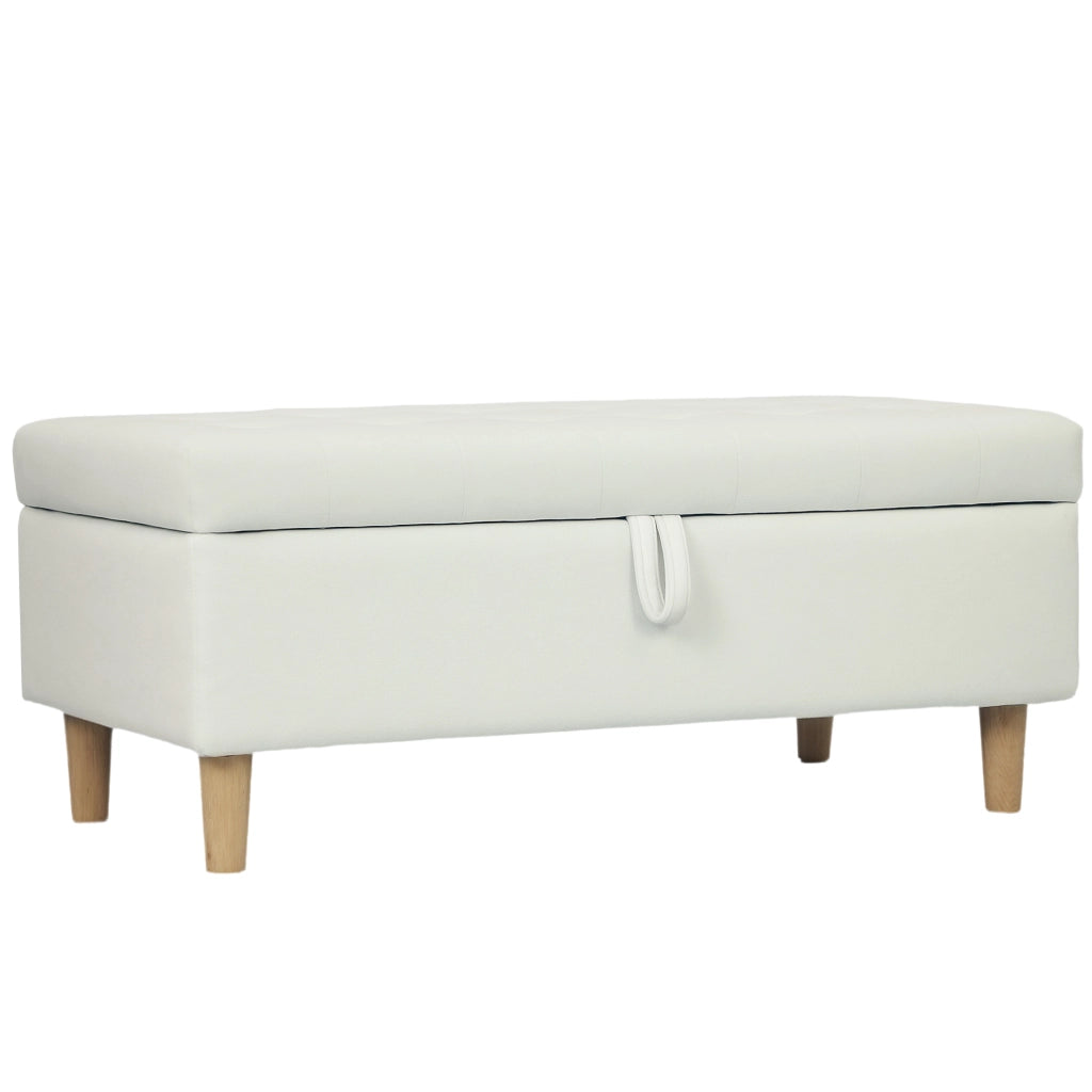 Pouf con contenitore e gambe in legno ¨C Minimal ¨C tessuto crema