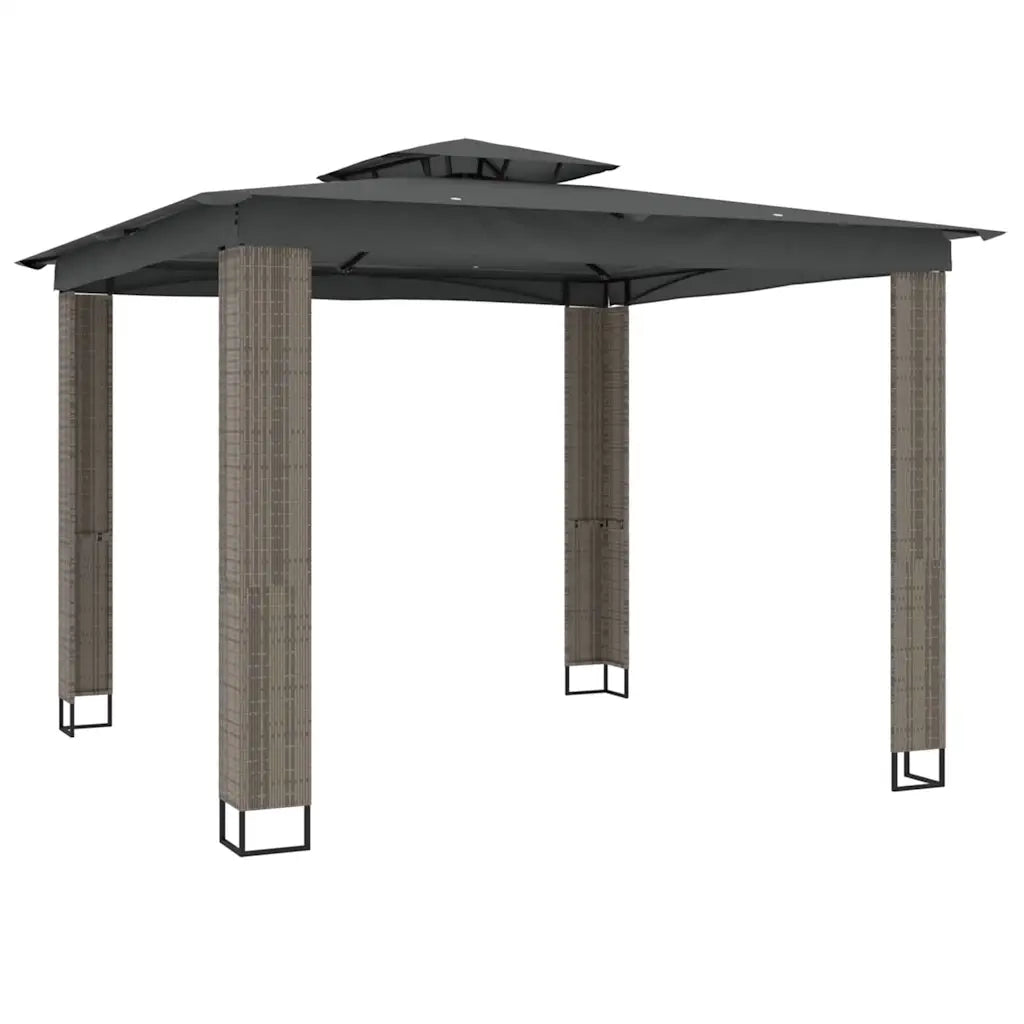 Gazebo con Tetto Doppio Antracite 2,94x2,94 m in Acciaio 368445