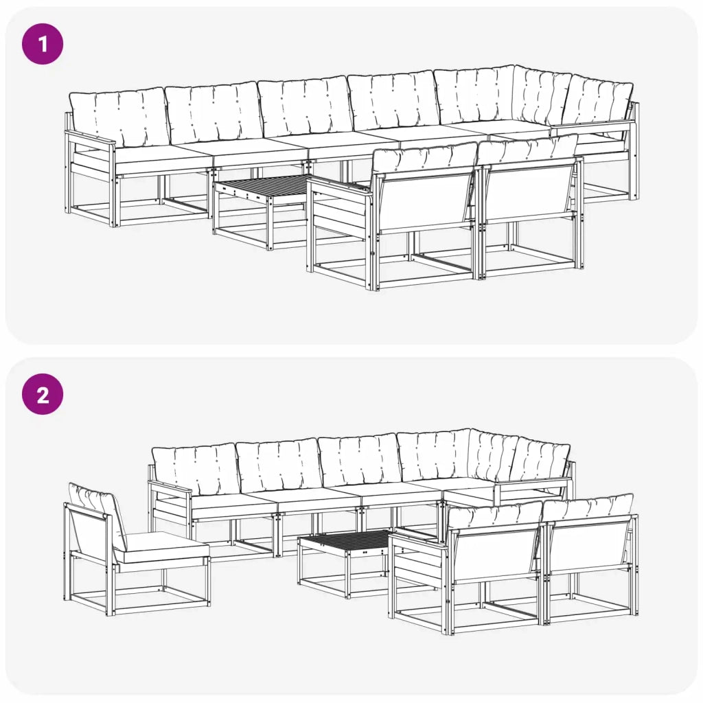 Set di divani da esterno 9 pz Bianco e Nero 3388822