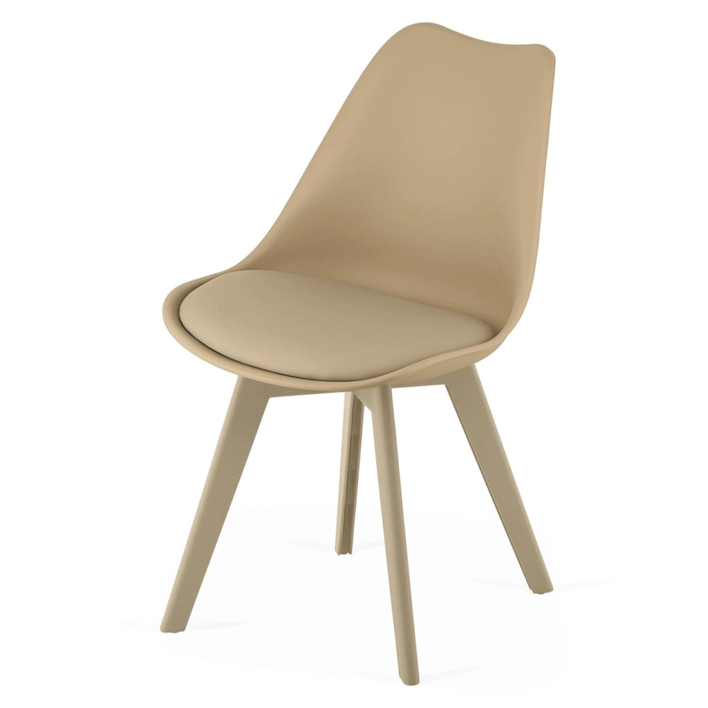 Set di 3 Sedie Mark in Polipropilene e Similpelle Beige