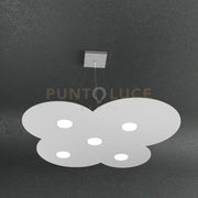 CLOUD SOSPENSIONE 5+2 LUCI BIEMISSIONE GRIGIO 1128-S5+2-GR