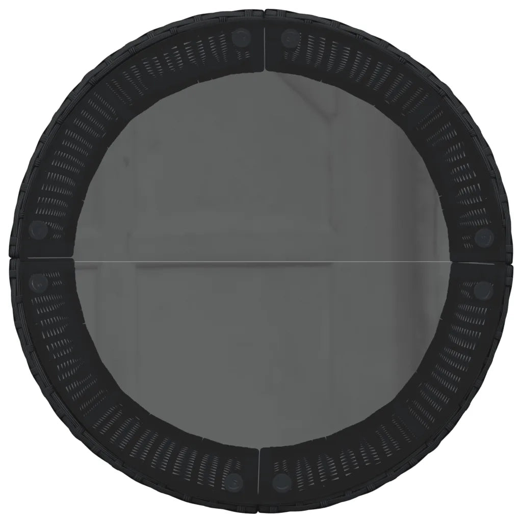 Divano Giardino con Tavolo e Cuscini Circolare Nero Polyrattan 3318535