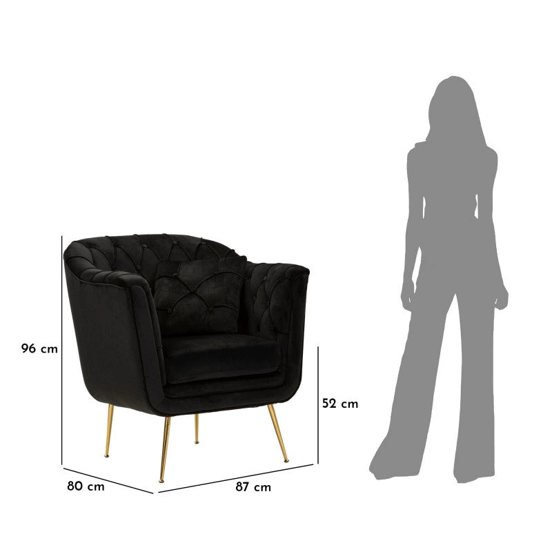Poltrona Budapest Nera Con Cuscino cm 88x83x91