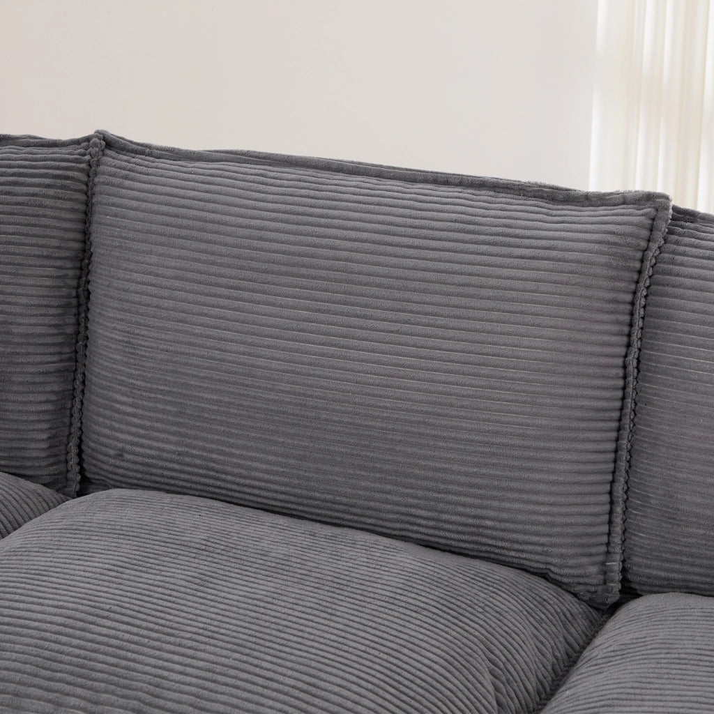 Divano 3 Posti con Poggiapiedi in Tessuto ¨C MINIMAL ¨C Grigio Scuro