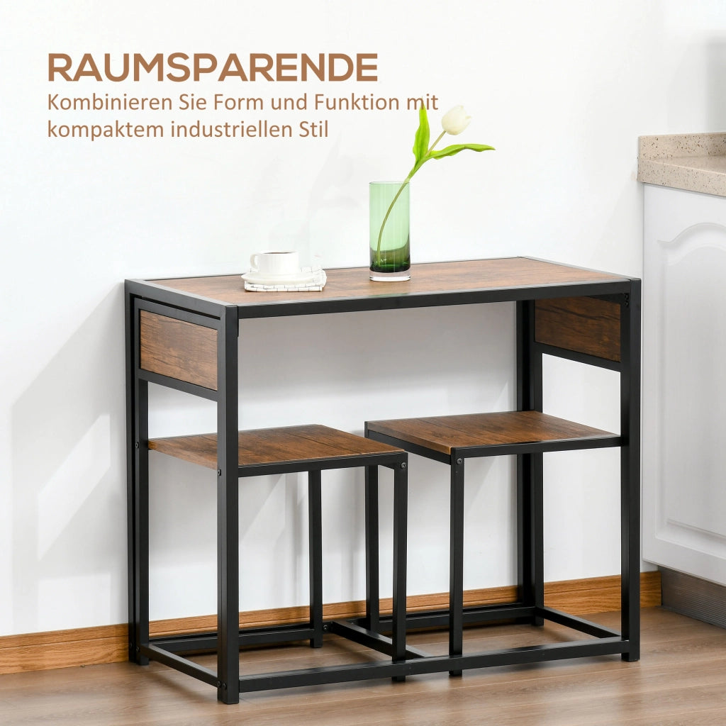 TAVOLO Set da 3 pezzi 90x47 cm MDF Naturale e acciaio zincato