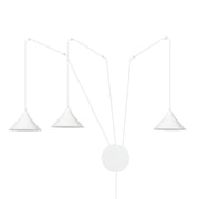 Sospensione Minimal 3 Luci Fujin In Acciao Bianco E Paralume A Cono