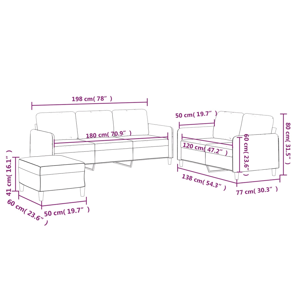 Set di Divani 3 pz con Cuscini Grigio Scuro in Tessuto 3202127