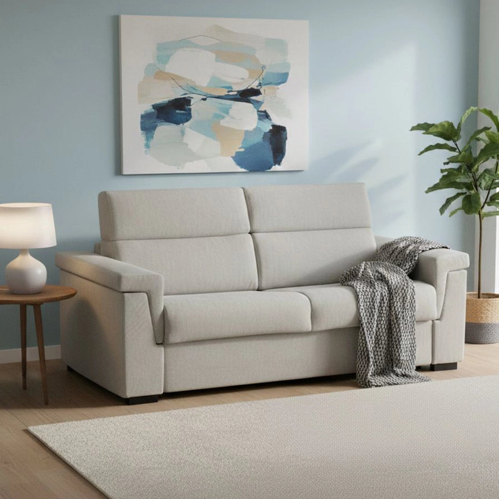 Nus, Divano Letto 3 Posti Sfoderabile Made in Italy, 225x95 cm Beige