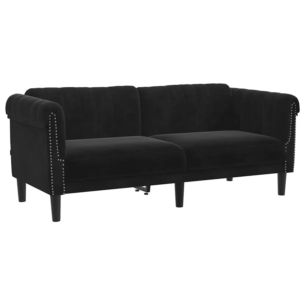 Divano a 2 Posti-Sofa 2 Posti Nero in Velluto