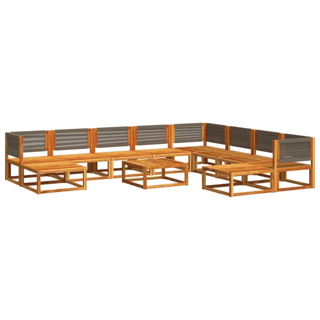 Set di divani da giardino 11 pz con cuscini in legno di acacia e corda 3278837