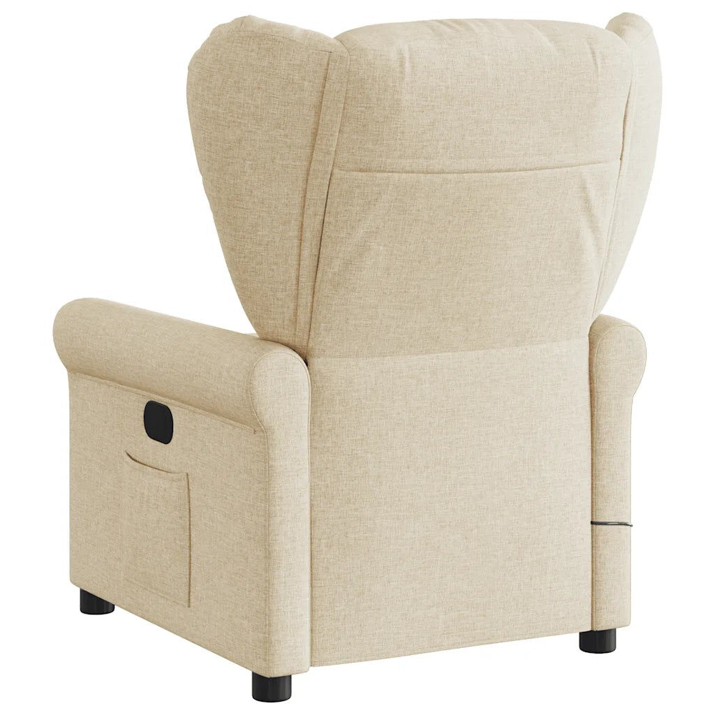 Poltrona Massaggiante Reclinabile Crema in Tessuto 4015674
