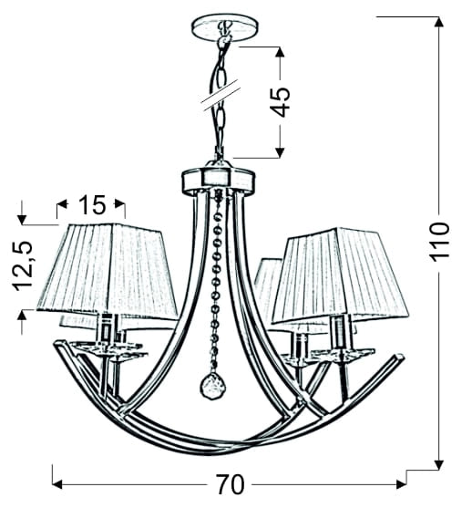 Lampadario Candellux Valencia 34-84555 4xE14 ottone ecru