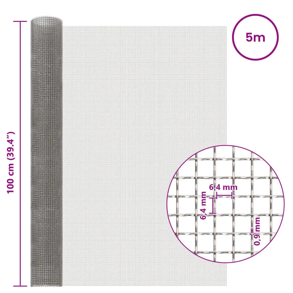 Rete per schermatura 100 x 500 cm 3 Mesh Argento 42039639