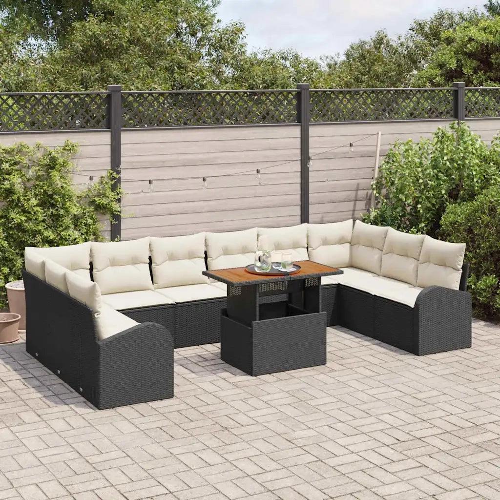 Set Divano da Giardino 11 pcs Nero Poly Rattan 3358371