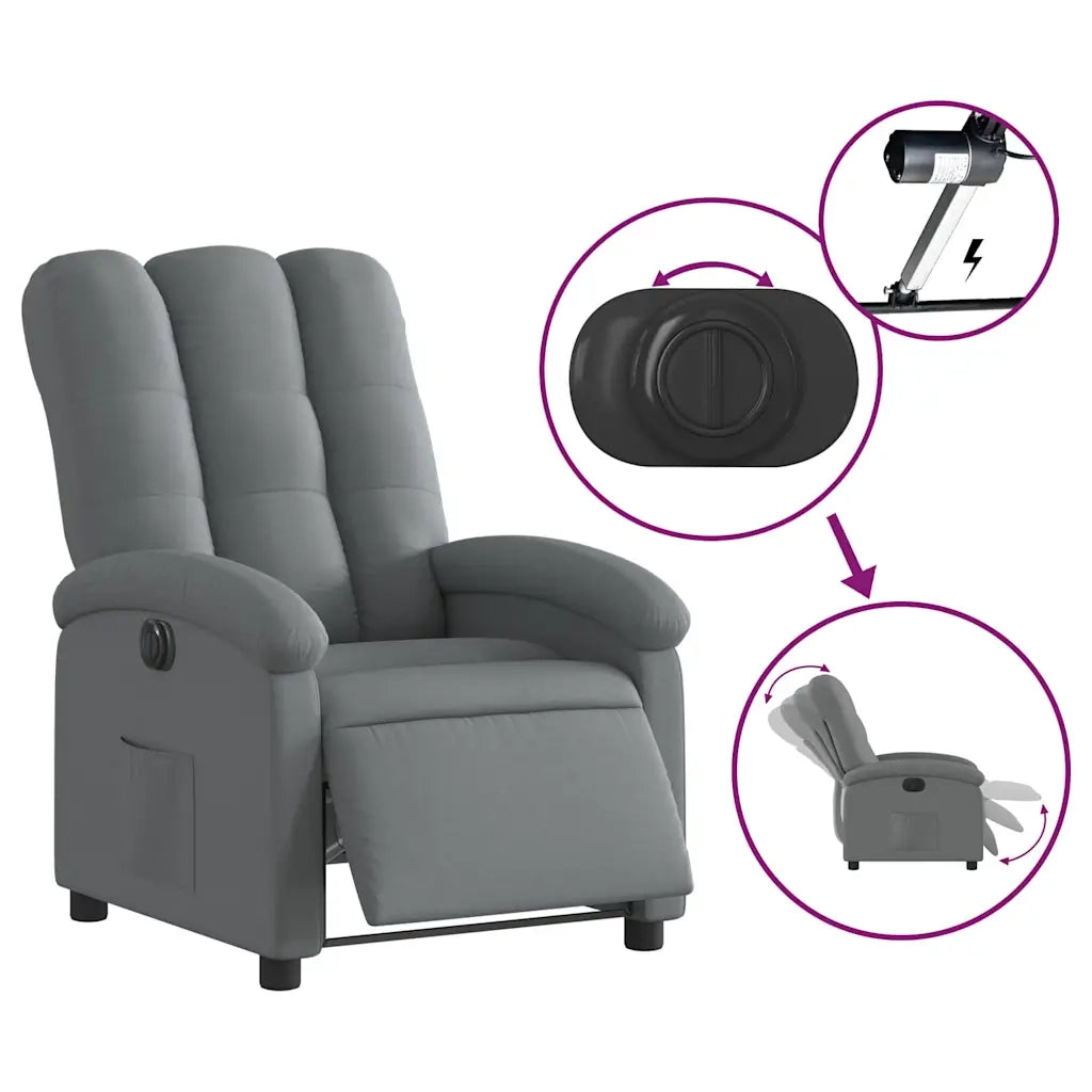 Poltrona Elettrica Reclinabile Grigio Scuro in Tessuto 3204069