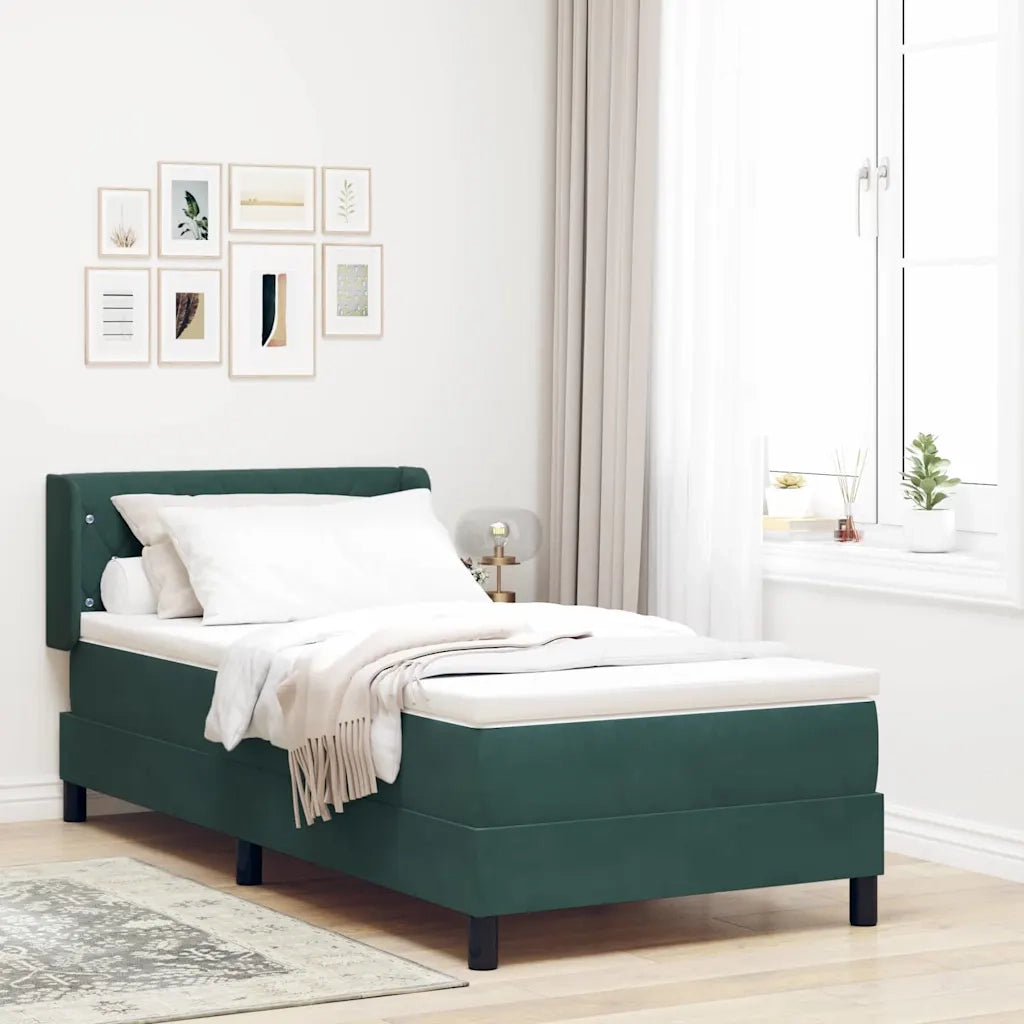 Letto a molle con testiera Verde Scuro 190 x 90 cm Velluto 3341393