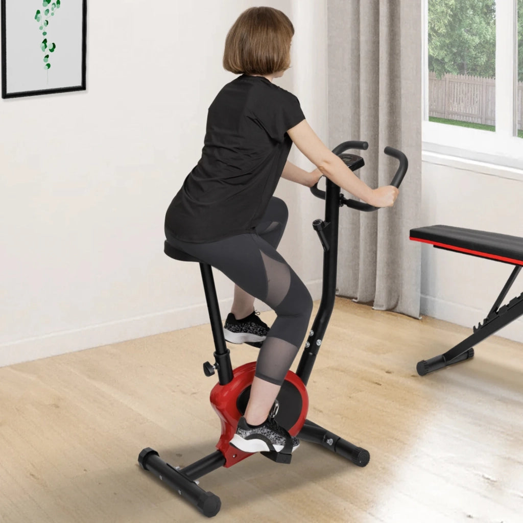 IDMarket - Bicicleta estática ajustable con pantalla LCD multifunción