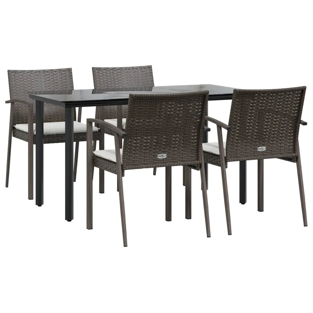 Set Pranzo da Giardino 5pz con Cuscini in Polyrattan e Acciaio 3186989