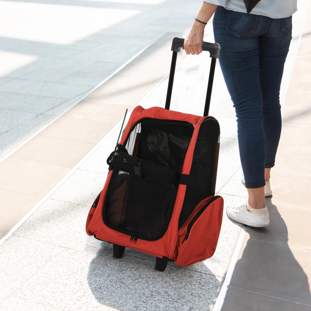 Carrello Trasporto per Cane 2 in 1 ¨C Minimal ¨C Rosso 42x25x55 cm