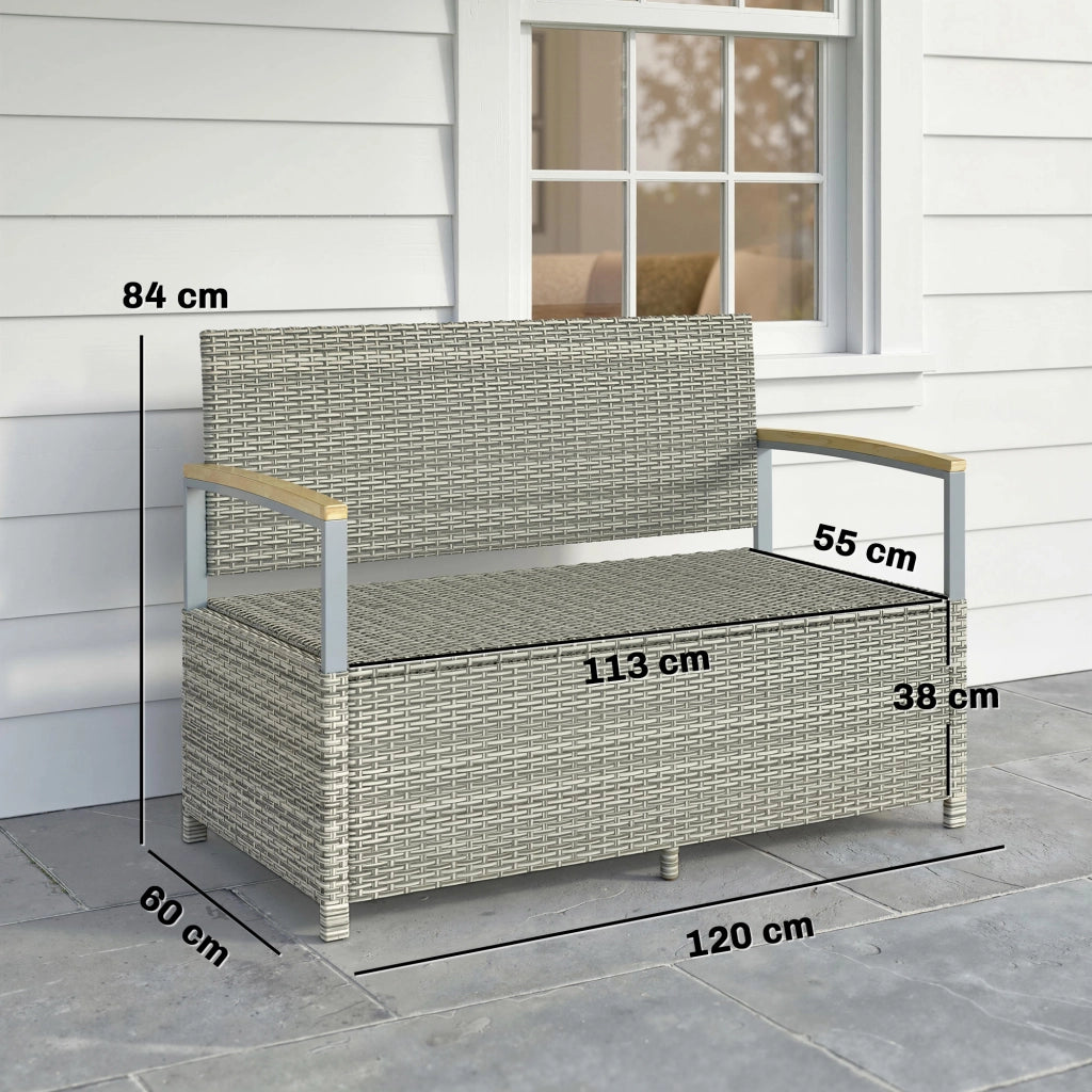 Panchina da Giardino con Cassapanca ¨C Minimal ¨C Grigio Resina 120x60x84cm