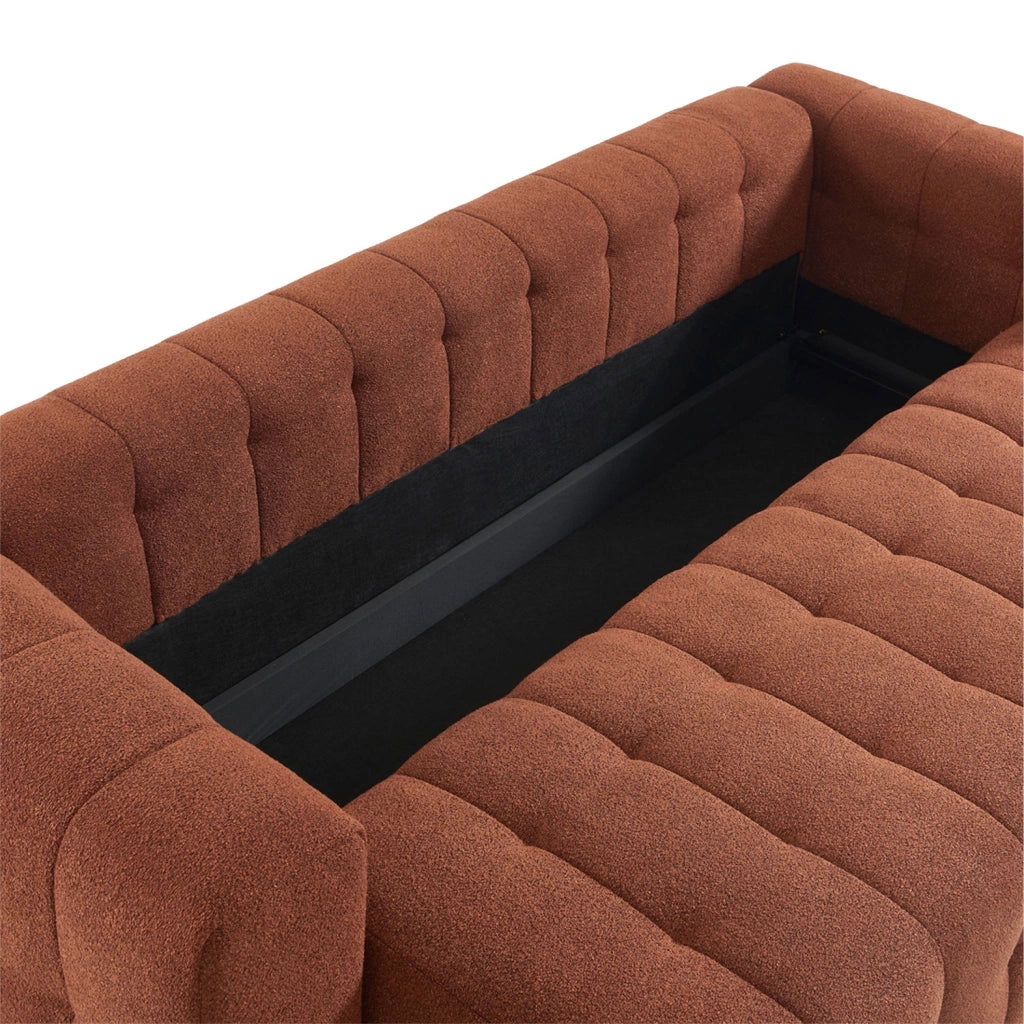 Divano letto in bouclé compresso testurizzato con contenitore,