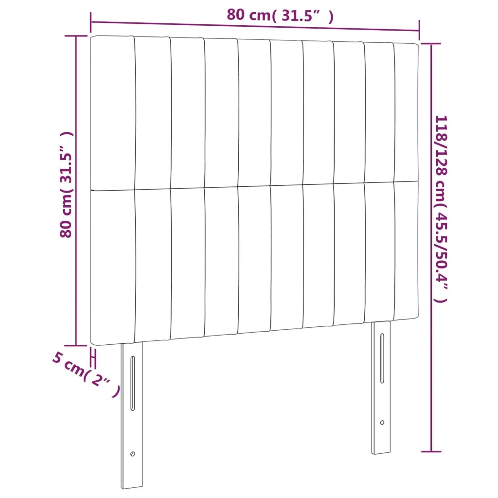Testiera Nera 80x5x118/128 cm Velluto 3116602