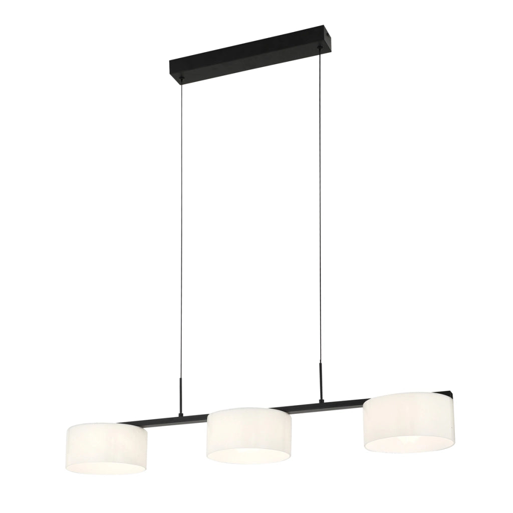 Lampada a sospensione moderna nera 3 vetri LED 24W Italux